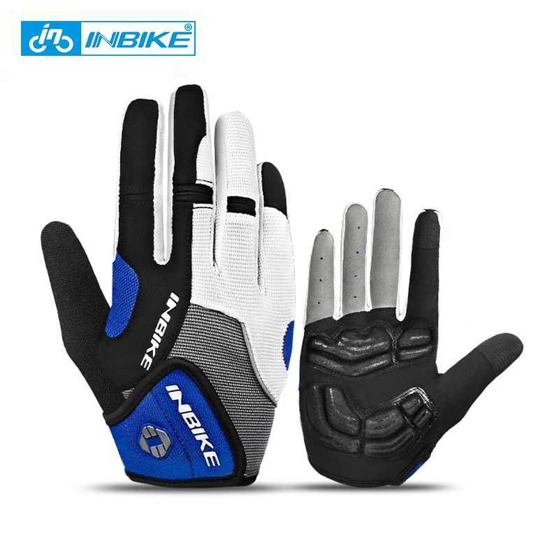 INBIKE Cycling Gloves Touch Screen Bicycle Sports Gloves Shockproof MTB Full Finger Bike Road Glove for Biker Men with Palm Pad J251029