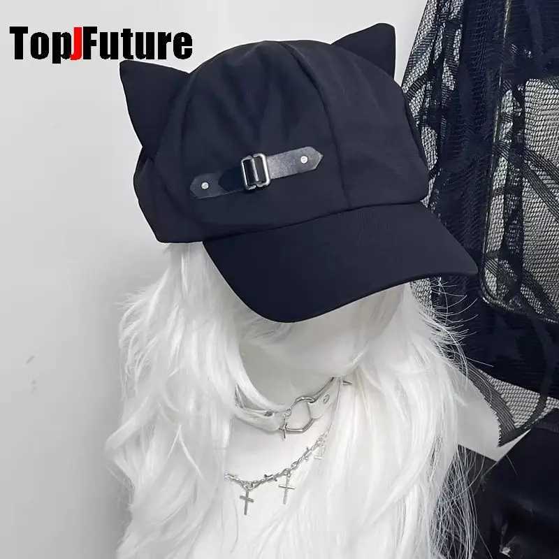 3 styles customized womens Cats ears Harajuku Gothic Lolita beret Y2K girls steampunk punk zipper handmade sun hat CapW251029