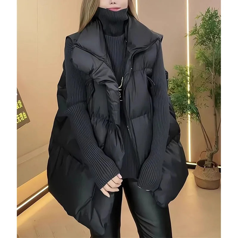 Women Large Size 6XL Parkas Waistcoat Winter Ladies Casual Puffer Sleeveless Coat Korean Female Cotton Padded Vest Jacket 251027