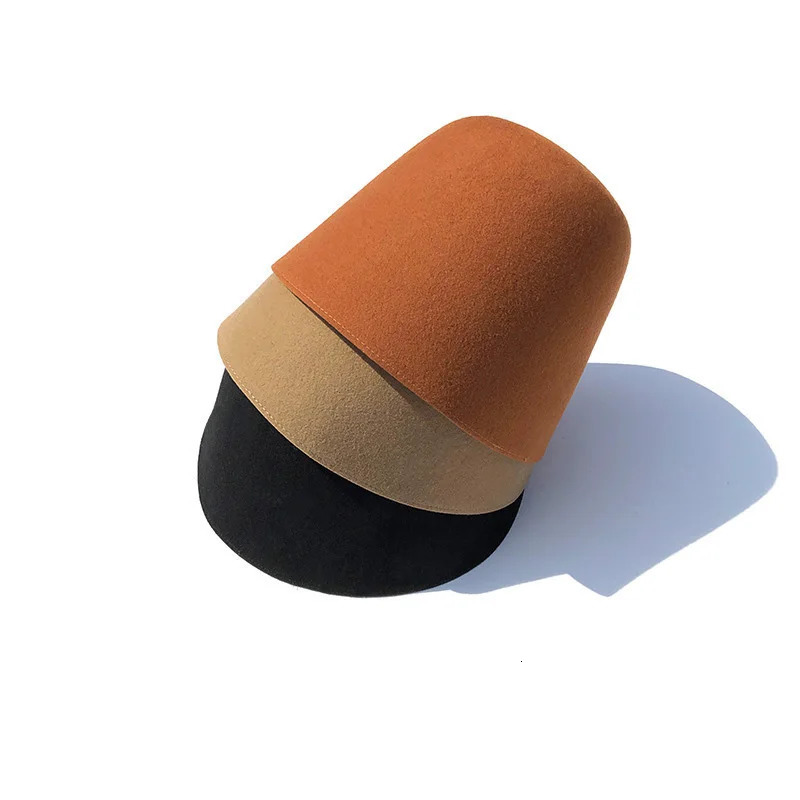 Autumn Winter Woolen Fisherman Hat Women Retro Bellshaped Basin Cap Solid Color Ladies Outdoor Warm Sunscreen Bucket Hats i251029