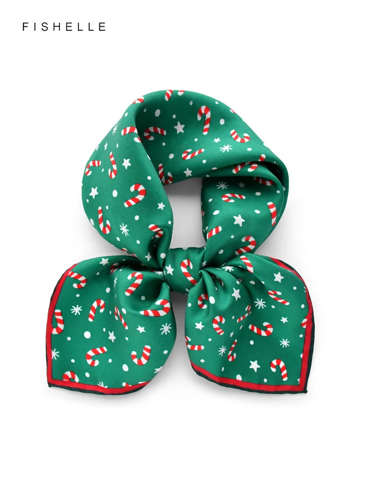 Green christmas 100 silk scarf twill small scarfs hijab wrap women men scarves shawl christmas present children gifts 251029