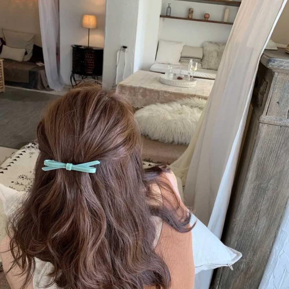 Chic Bow Hair Clips Plain Color Acetate Hairgrip Hairpin Cute Sweet Simple Bow Knot Bow Tie Side Pins Women Hair AccessoriesW251028