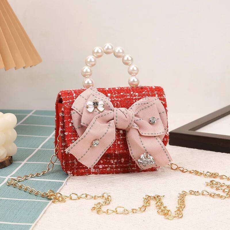 Fashion women's clutch handbag summer cute pink bow casual messenger sweet girl small square shoulder bag
