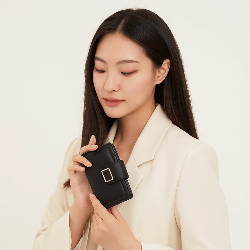 Fashion PU Multiple Card Positions Wallet Ultra Slim Minimalist Coin Purse Solid Color Causal Handheld Bag Lady 251029