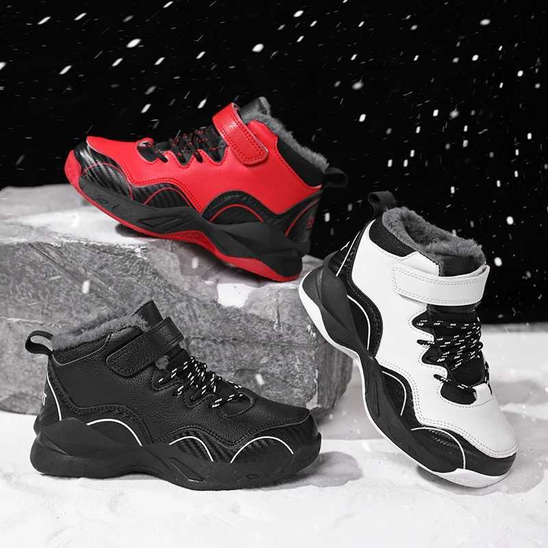 Luxury Boys Snow Boots Outdoor Children Plush Sneaker 2025 New PU Leather Nonslip Black Casual Sports Shoes for Boy L251028 XJ260303