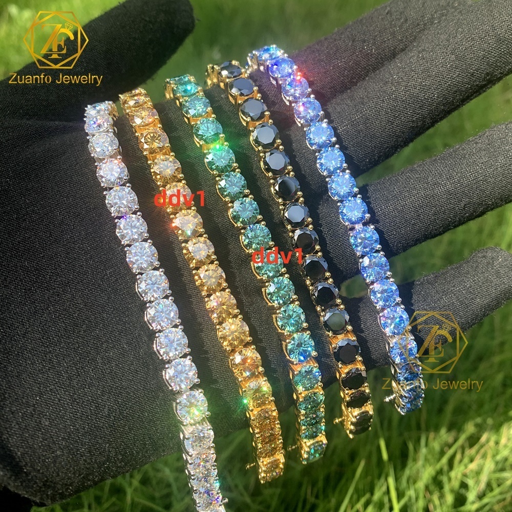 Yellow Blue Green Black Color Moissanite Tennis Bracelet with Gra Wholesale Friendship Tennis Diamond Bracelet Real S925 SilverDesigner style