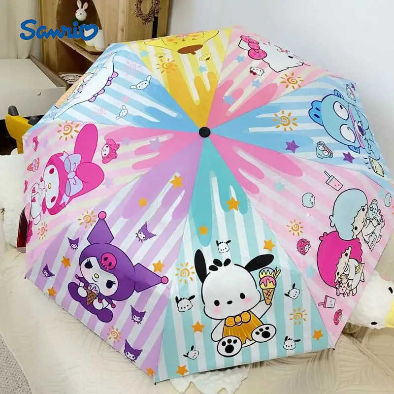Sanrio New Sanrio Umbrella Kawaii Kuromi Cartoon Automatic Sunshade Umbrella Sun Umbrella Sunscreen AntiUltraviolet Folding Umbrella L251029