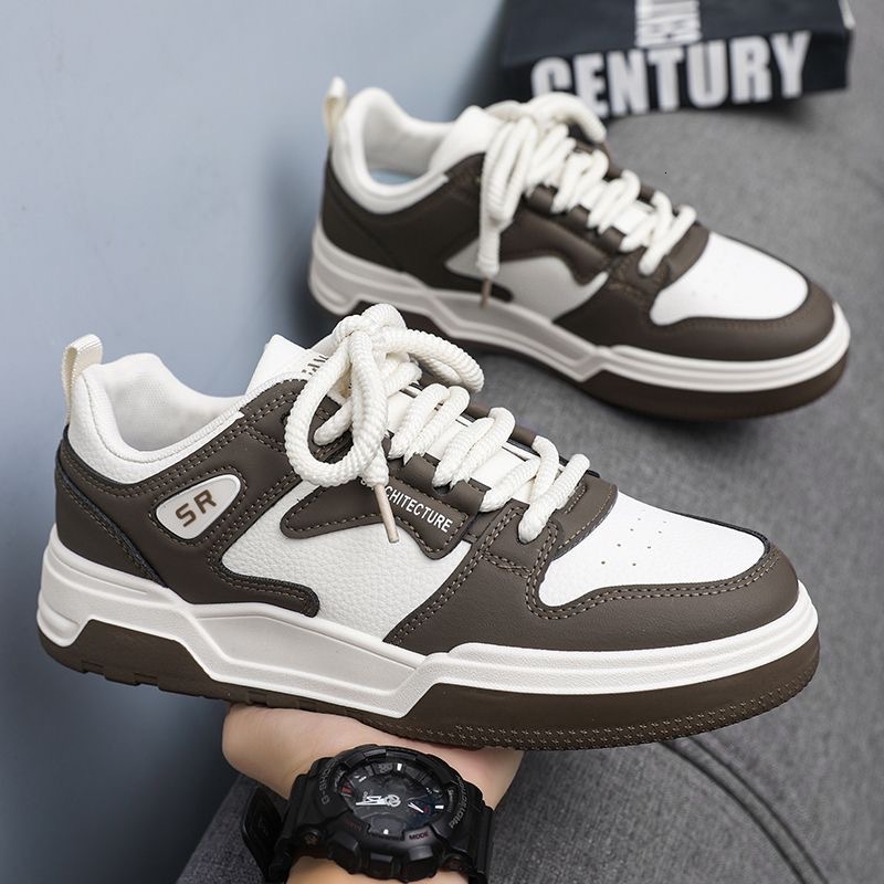 Free Shipping 2025 New Casual Sneakers Men design Thick Sole Pu Leather Skateboard Shoes with box
