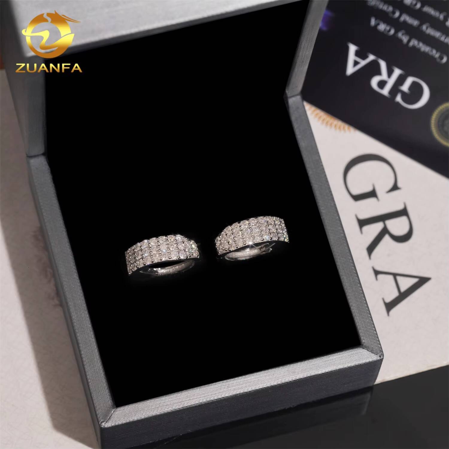 Fashion Jewelry 3 Row Hoop Earring Moissanite Diamond Earrings S925 Silver Hip Hop Earrings Pass Diamond Tester