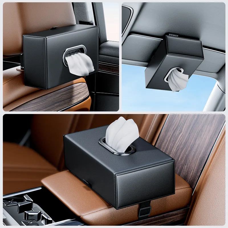Car Armrest Tissue Box Leather Auto Seat Back Hanging Tissue Box Holder Paper Drawer Storage Case Car Sunroof Napkin Organizer 251029