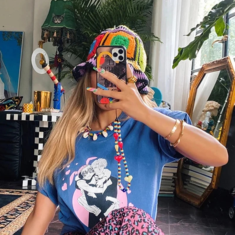 Winter Colorful Handmade Basin Hat Women Men Crochet Bucket Hat Panama Cap Rainbow Flower Knitted Hat Korean Style Beanies 251029