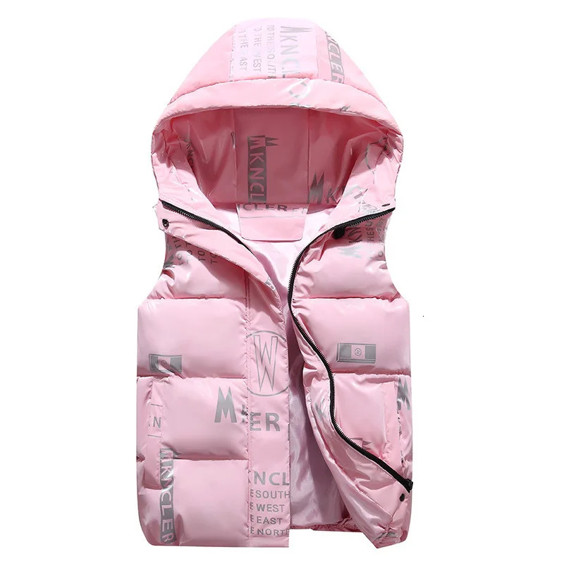 Winter Vest For Womens Hooded Vests Waterproof Cotton Padded Sleeveless Down Jacket Female Bright Waistcoat Plus Size 4XL 251027