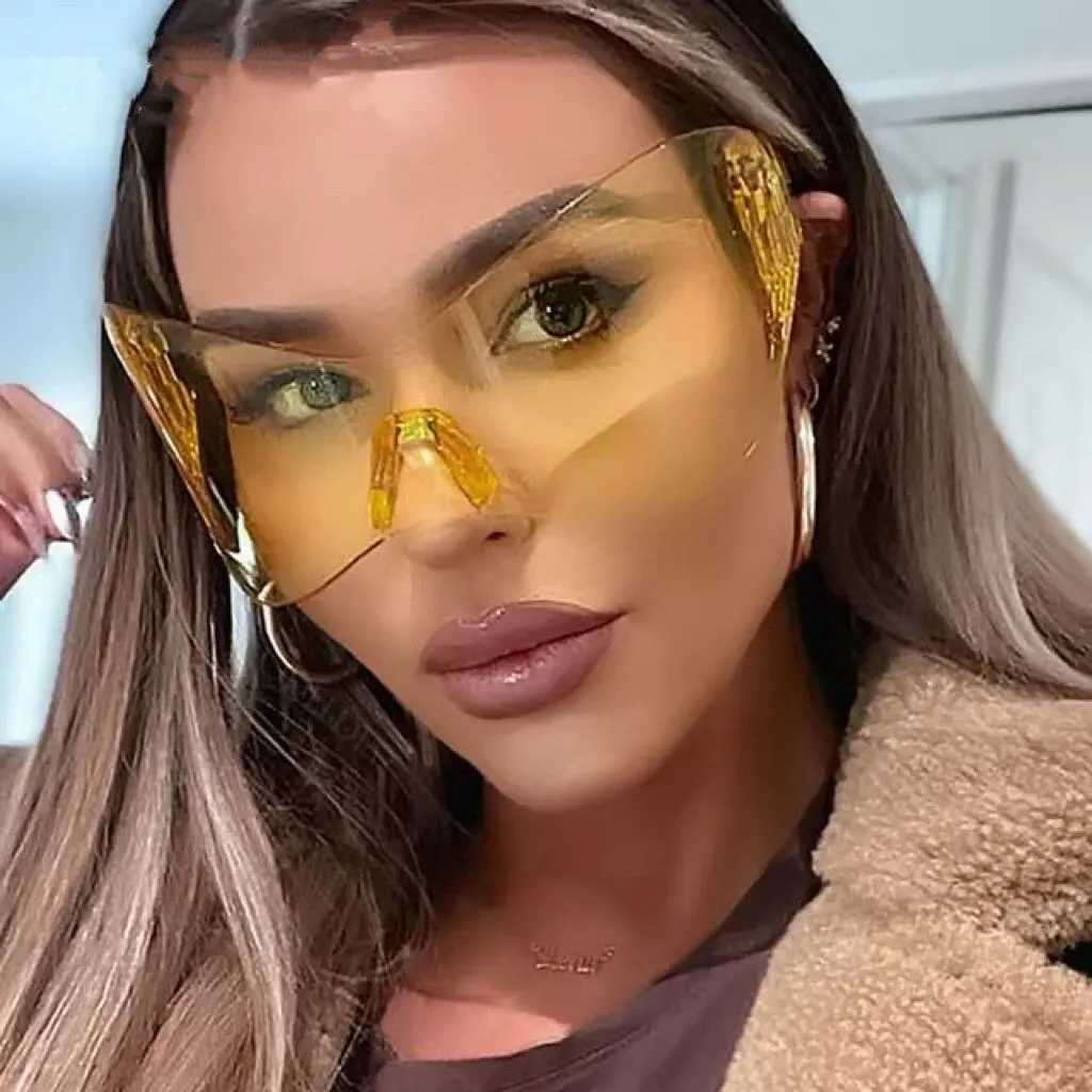 European And American Large Frame Sunglasses Y2K Millennium Frameless Cycling Sunglasses For MenW251029