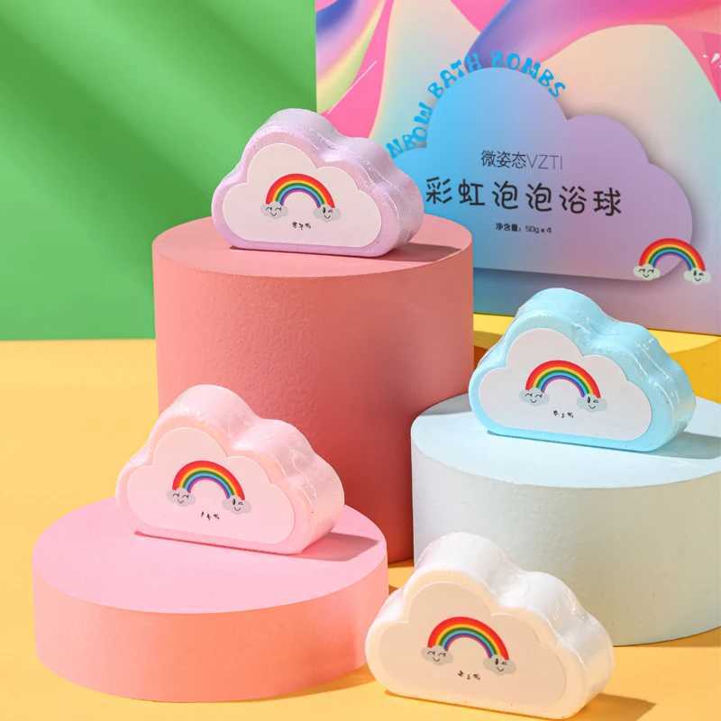 Rainbow cloud bath aromatherapy ball childrens bath cleaning bathtub bath essential oil 45g bubble bombs 4pack L251029