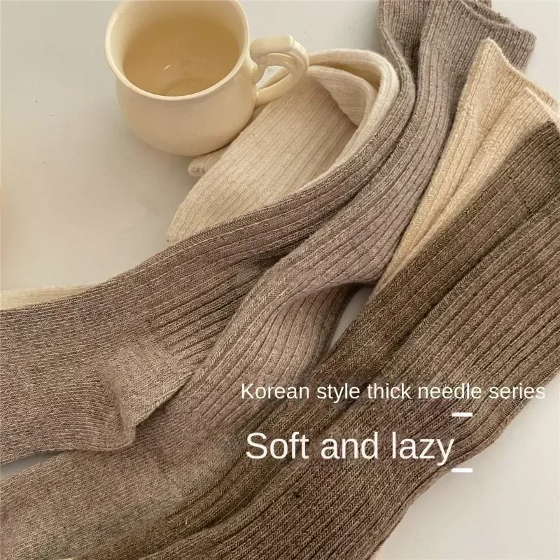 Women Long Socks Cashmere Women Boot Solid Wool Thigh Stocking Skinny Casual Cotton Over KneeHigh Fluffy Female Long Knee Sock 251029