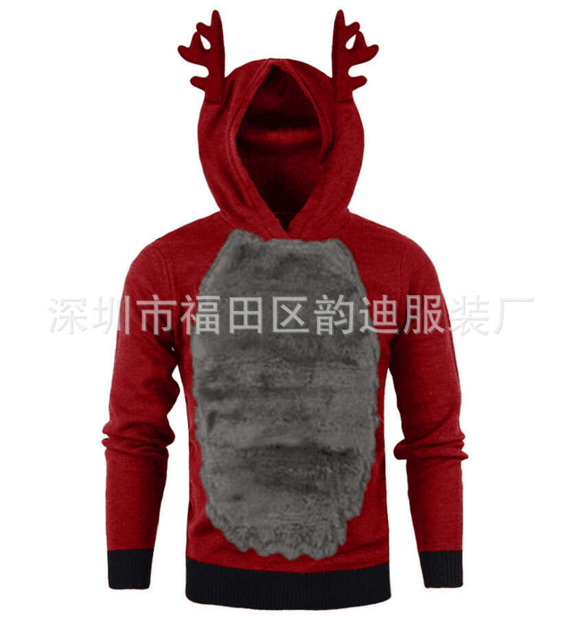 Mens Womens Christmas 3D Elf Print Hoodie Casual Long Slve Sweatshirt with Pockets winter