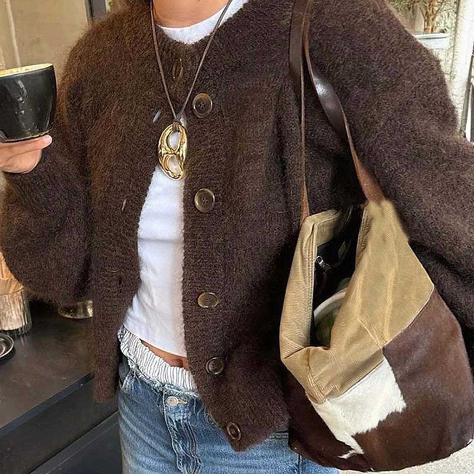 Women Vintage Autumn Winter Warm Sweaters Cardigan Preppy Basic Long Sleeve O Neck Button Up Solid Color Knitwear Casual TopsT251028