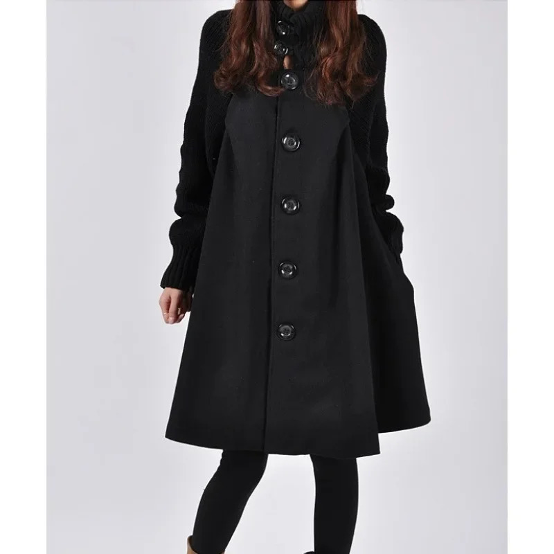 Plus Size Autumn Winter Style Korean Plus Size Womens Clothing MediumLength Loose Fit Woolen Coat Jacket 251029
