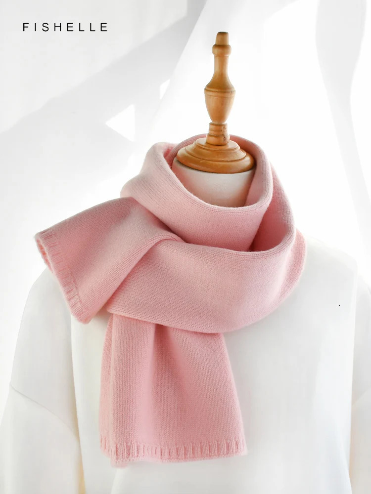 Fresh green wool small scarf women autumn winter warm knitted solid color scarves kids adults christmas year gifts 251029