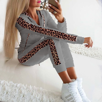 2025 Autumn/Winter New Women's Designer Leopard Zipper Hoodie and Pants Set Casual Fashion Women's Trendy Style