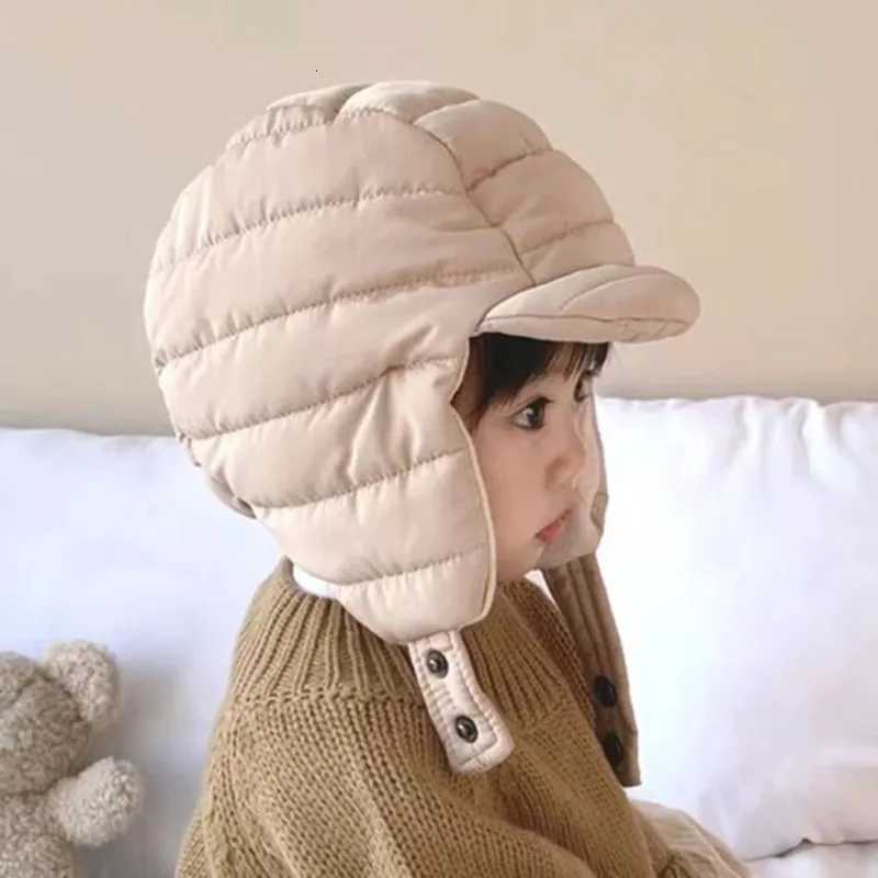 Waterproof Down Cotton Baby Hat Winter Windproof Ear Protection Childrens Hat for 14 Y Boy Girl Warm Bonnet Lei Feng Cap251028