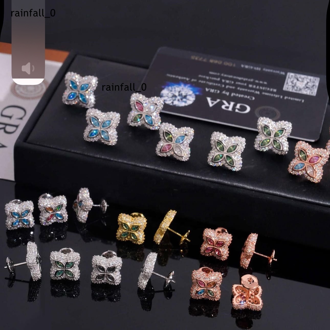 Ready to Ship 15mm Color Moissanite Flower Stud Earrings 925 Silver Hip Hop Earrings Iced Out Earrings Pass Diamond Test