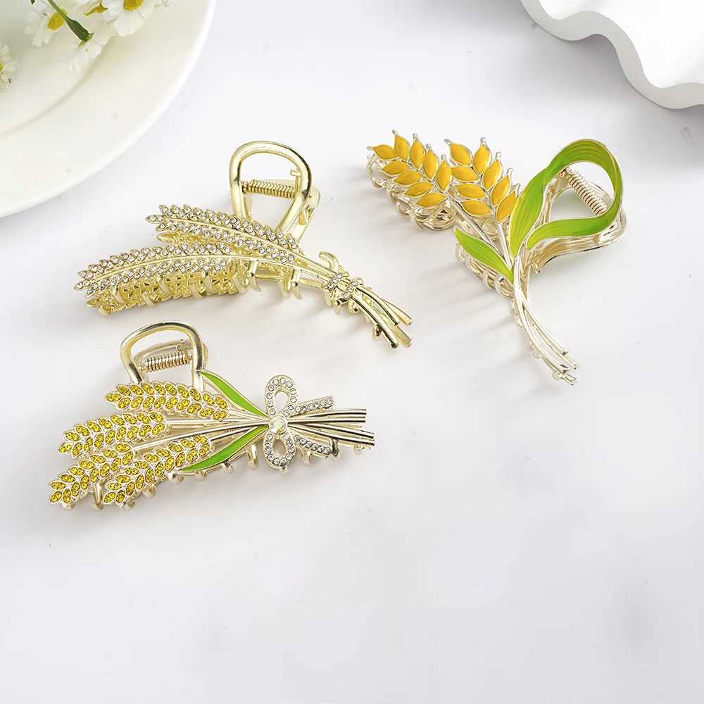 Korean Wheat Ears Hair Claws Hairpins For Women Fashion Clip Metal Crab Headwear Hair Accessories Wedding Birthday GiftW251028