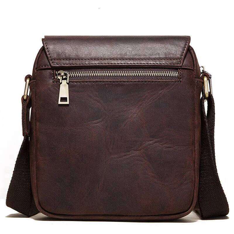 Fashion Crazy Horse Leather Men's Messenger Flap Large Capacity Crossbody Top Quality Shoulder Sling Bag Tote