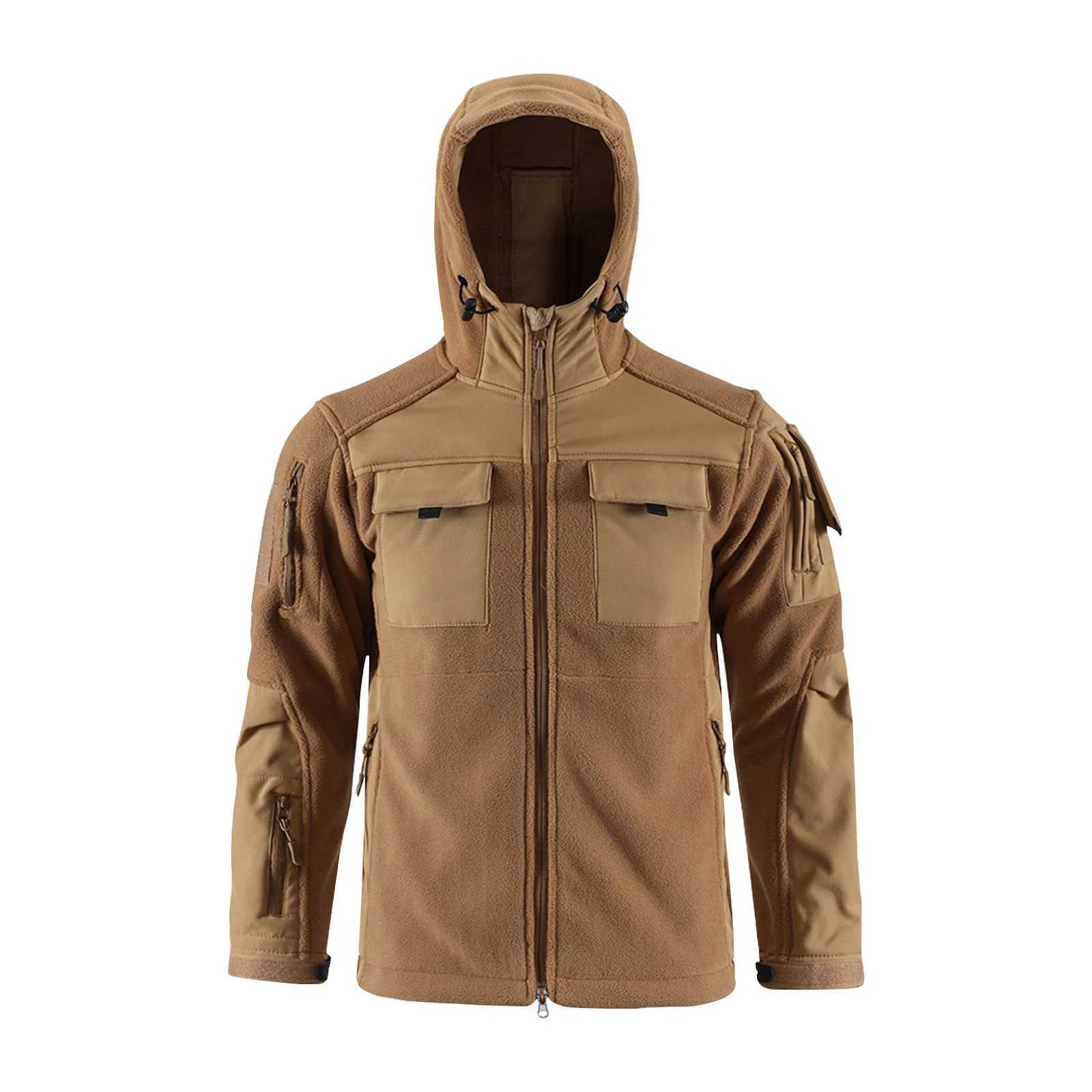 MenS Loose Jacket Mens Winter Autumn Waterproof Hiking Jackets Fashionable Multi Pocket Hooded Jacket Fishing Camping 2025 J251029