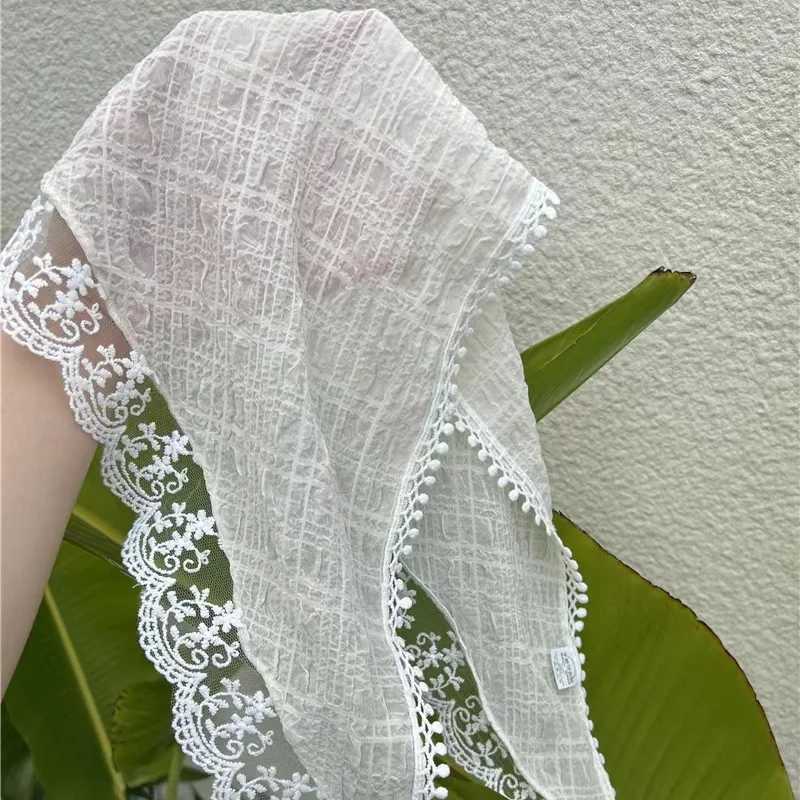 Korean Ins Lace Hair Scarf Women Retro Triangle Hair Band Strap Hair Bag Headscarf Hat Travel Photo Headband Turban AccessorieW251028