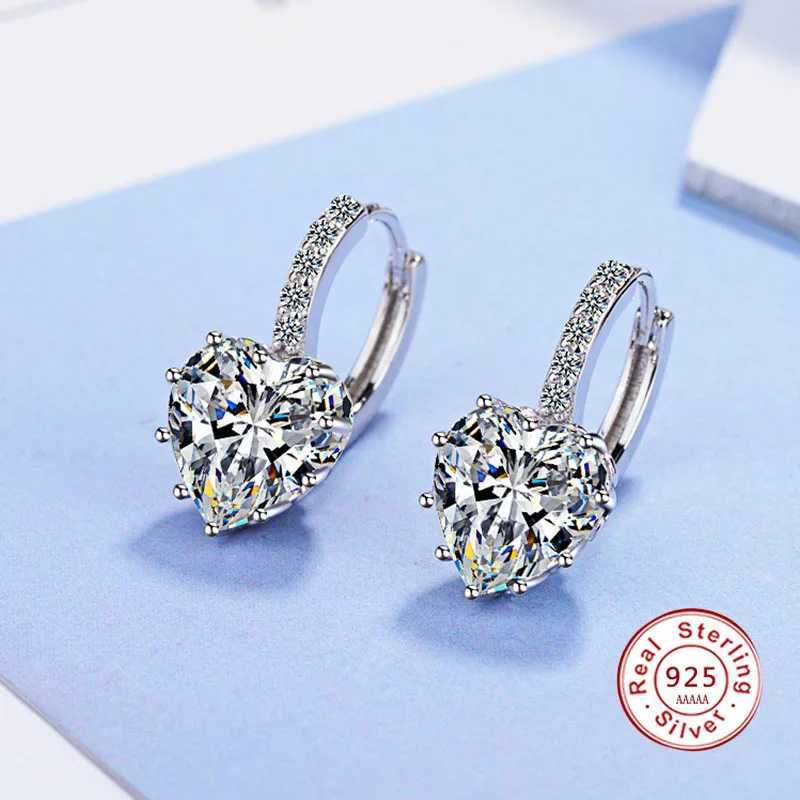 Luxury Colorful Heart Band Real Pure 925 Silver Needle Jewelry AAA Cubic Zirconia Crystal Earrings Fashion Women FavouritesW251029