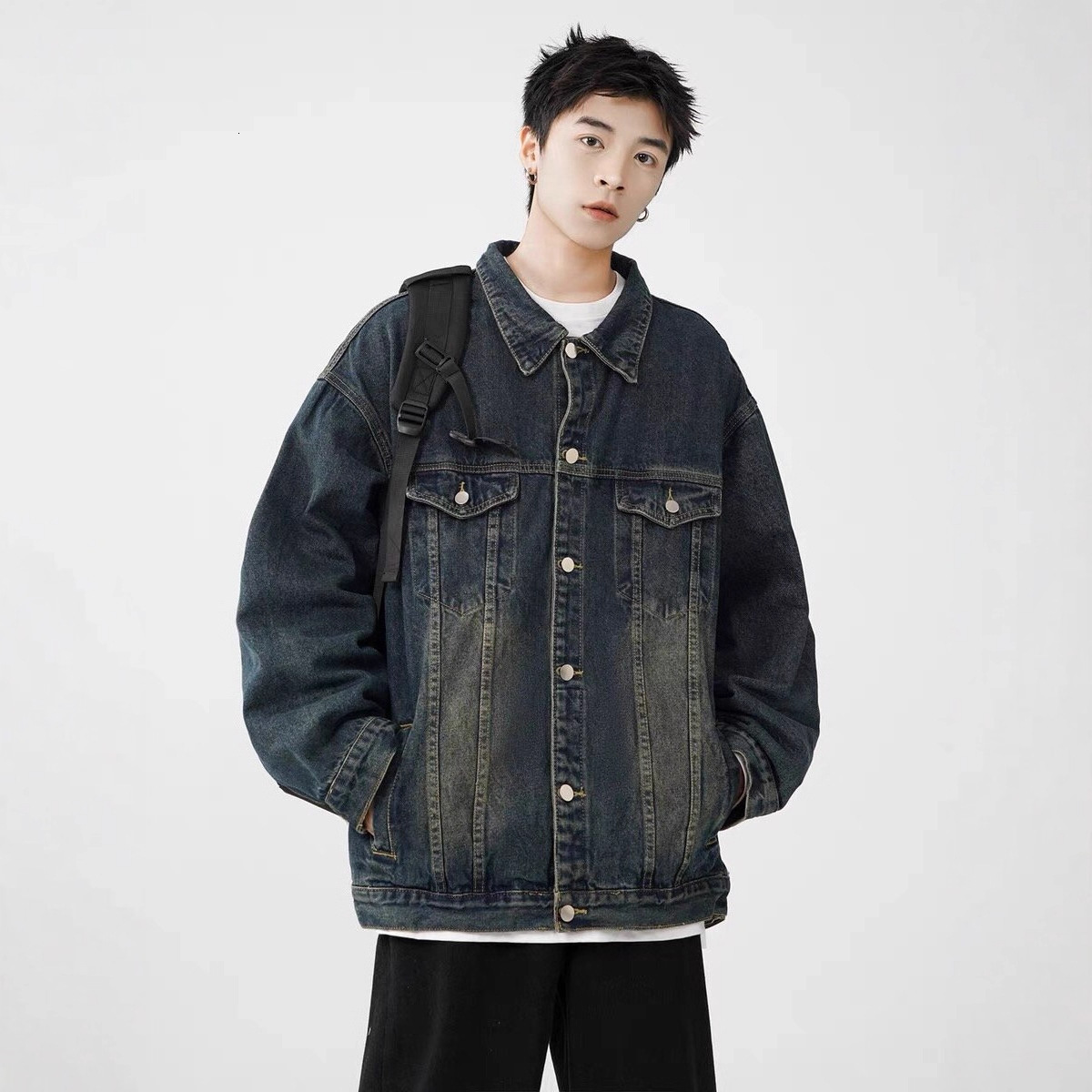 American Style 2025 Denim Jacket For Designer Jacket Men Spring And Autumn New Trendy Brand High-end Feel Washed And Distressed, Loose Casual Versatil