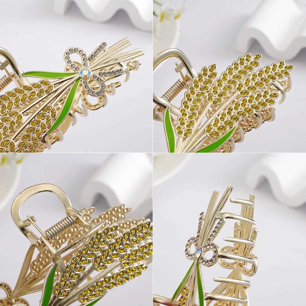 Korean Wheat Ears Hair Claws Hairpins For Women Fashion Clip Metal Crab Headwear Hair Accessories Wedding Birthday GiftW251028