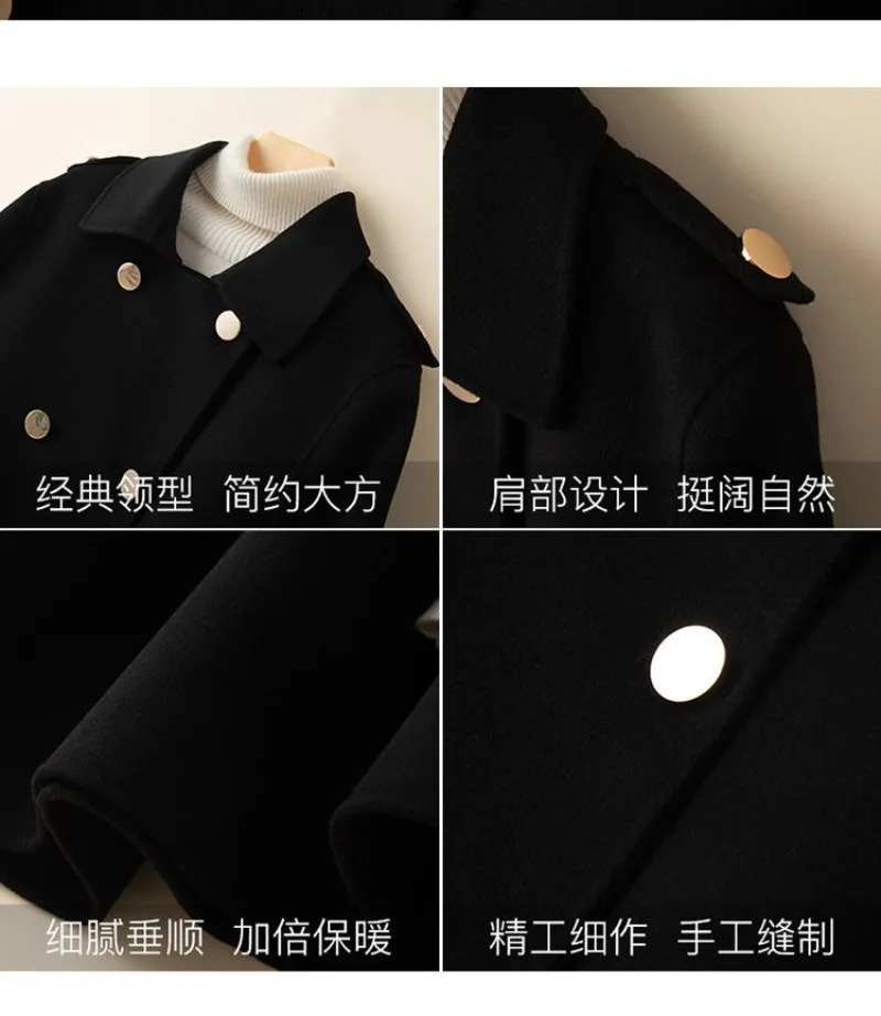 100 Wool Mid Long Bat Cape Women Woolen Coats Autumn Loose Double Sided Cashmere Coat Female Fashion Camel Black Outerwear 251029