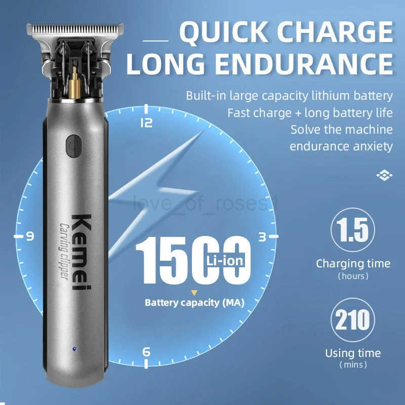 Kemei Mini Hair Clippers Mens Beard Trimmer Zero Gapped TBlade Hair Cutting Machine Cordless Professional Clippers KM1757 Z251029
