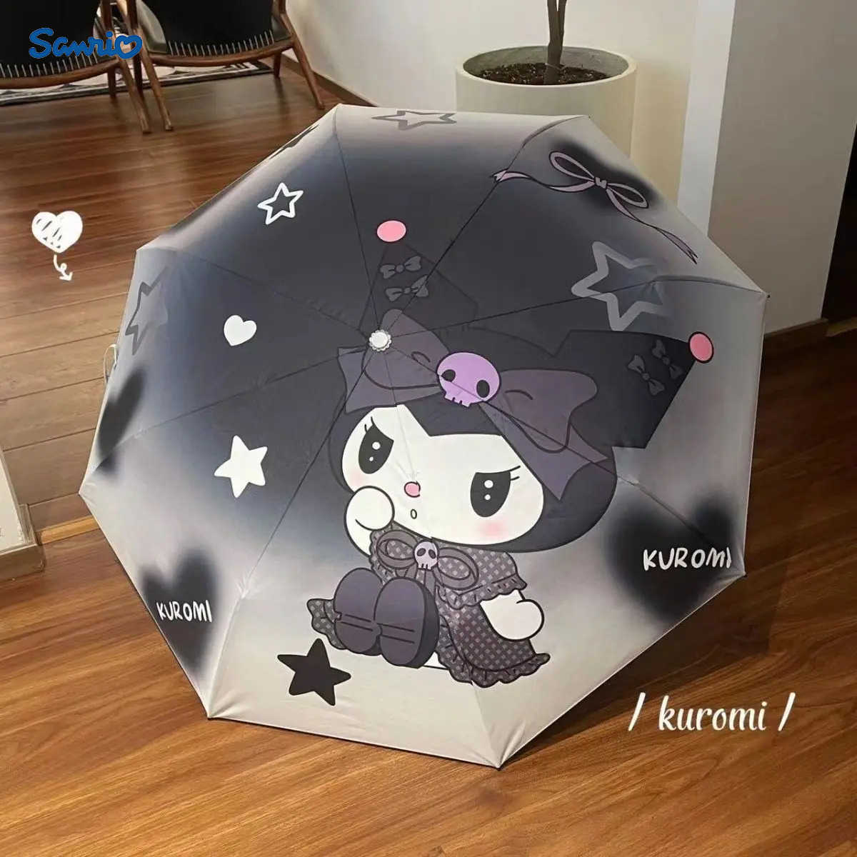 Sanrio Sanrio Kawaii Kuromi Fully Automatic Parasol Sunshade Umbrella My Melody Anime Cartoon Sweet Exquisite Manual Foldable Umbrellas L251029