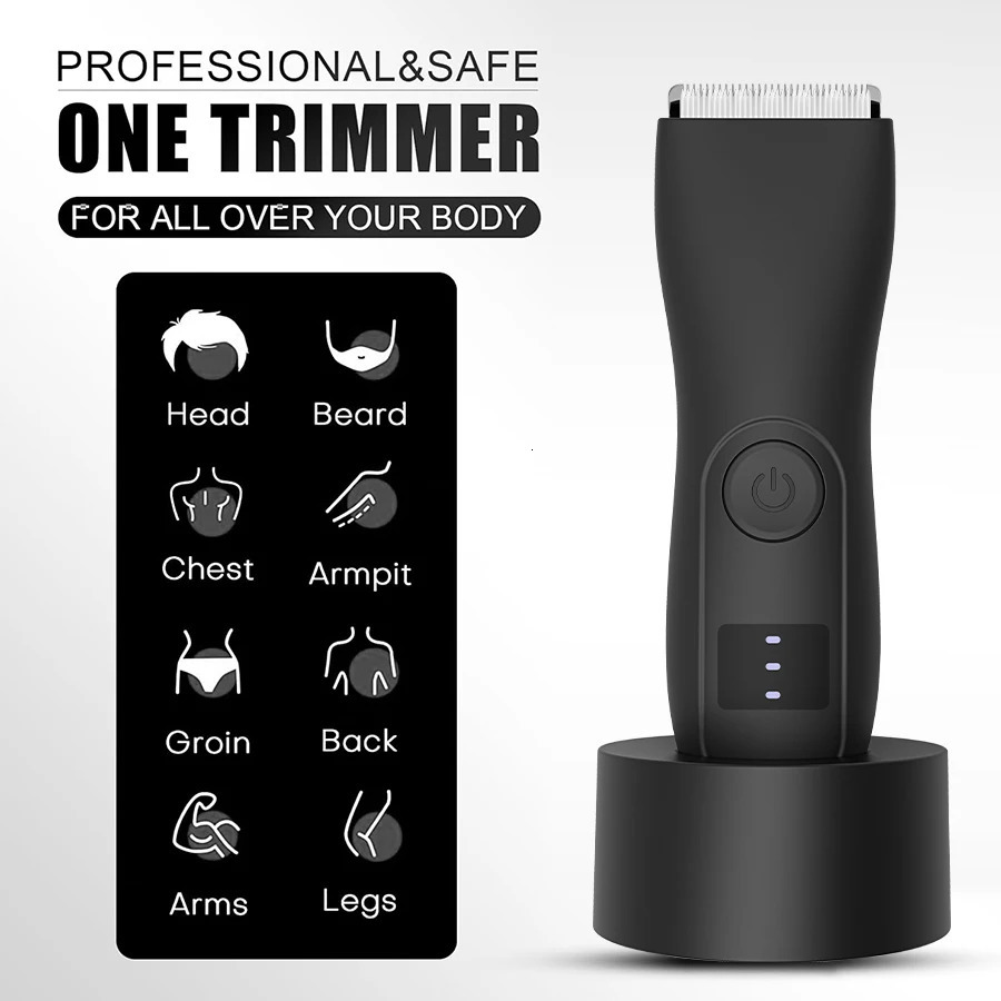 Mens IPX7 Ball TrimmerWaterproof Lighted Ceramic Blade Grooms Pubic Body Groin USBC No Nicks Gift for HimDad 251029