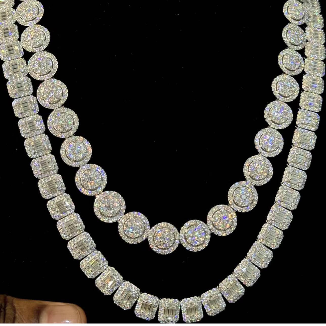 Sterling Silver 925 Necklace Vvs Moissanite Hip Hop Iced Out Jewelry Tennis Bracelet Chain