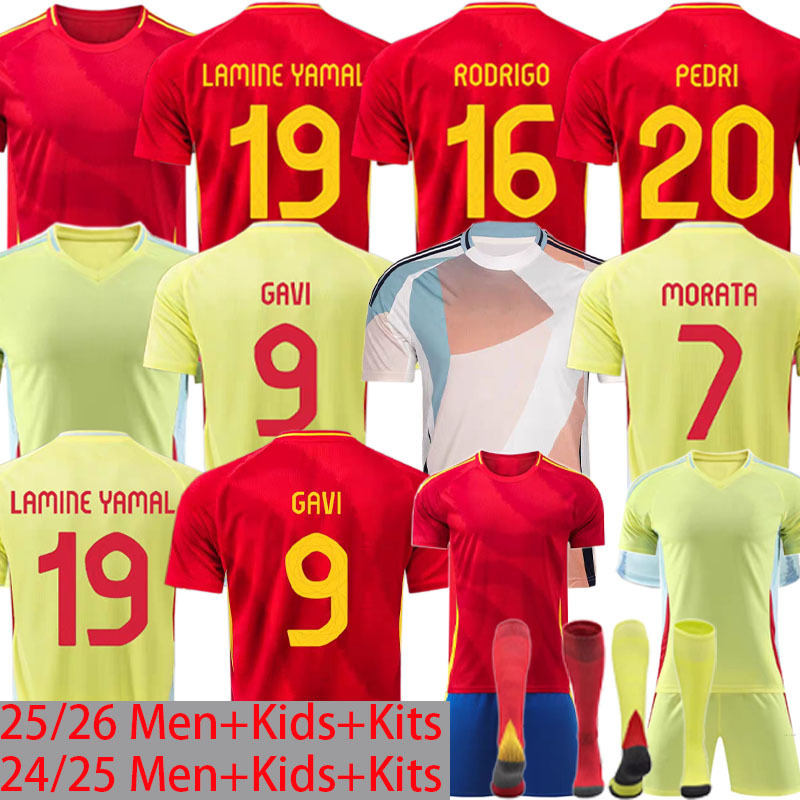 2025 Spain soccer jerseys men kids kits PEDRI Espana MORATA FERRAN GAVI LAMINE YAMAL MLLORENTE CARVAL OLMO 24 25 26 football shirts fans Player