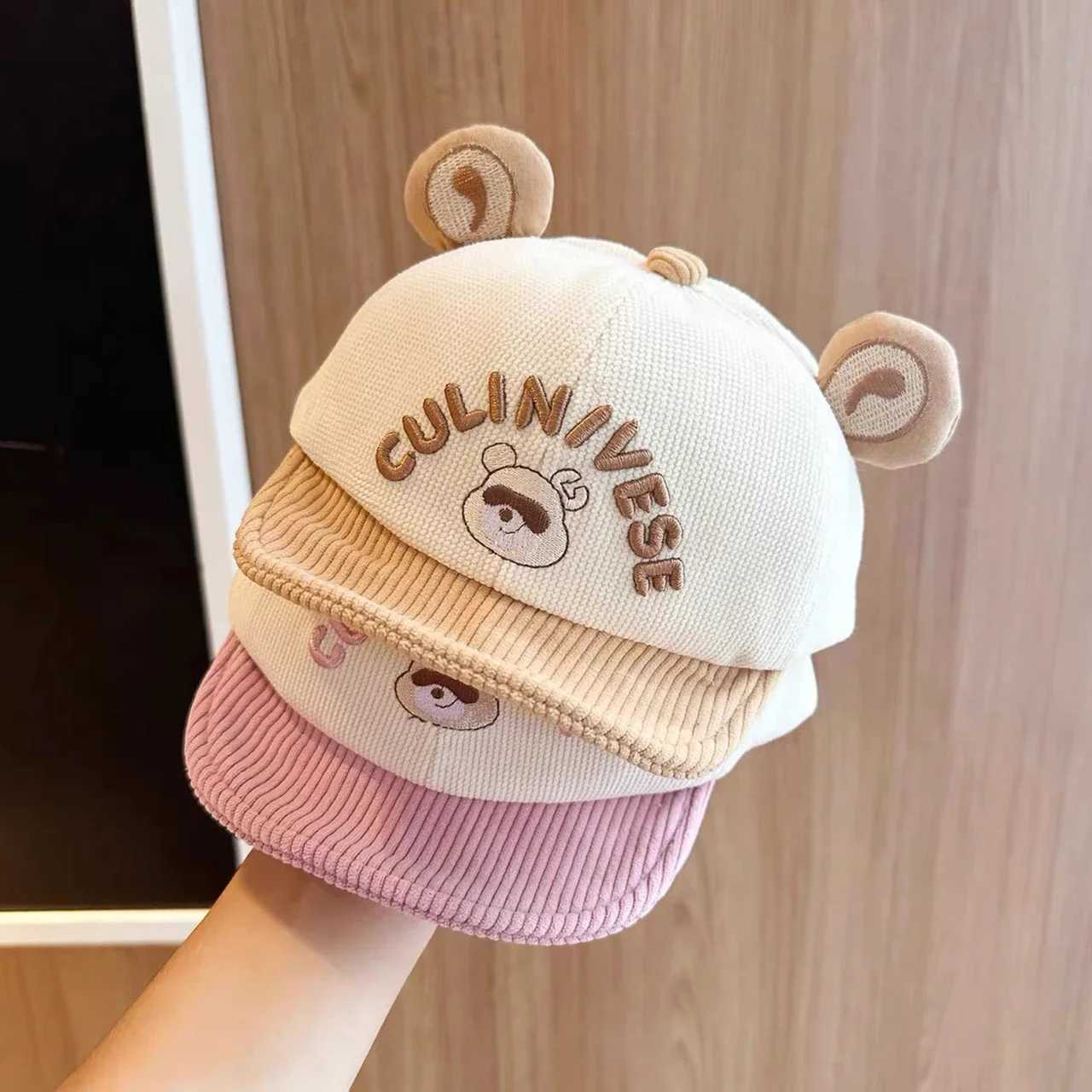 Autumn Winter Baby Baseball Cap Cartoon Warm Corduroy Hat for Toddler Boy Girl Cute Bear Ear Duck Tongue Caps251028