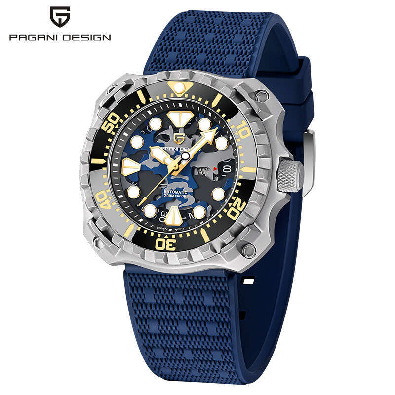 Pagani Titanium Case Camouflage Men's Automatic Mechanical Watch Military Luminous Waterproof Calendar Square