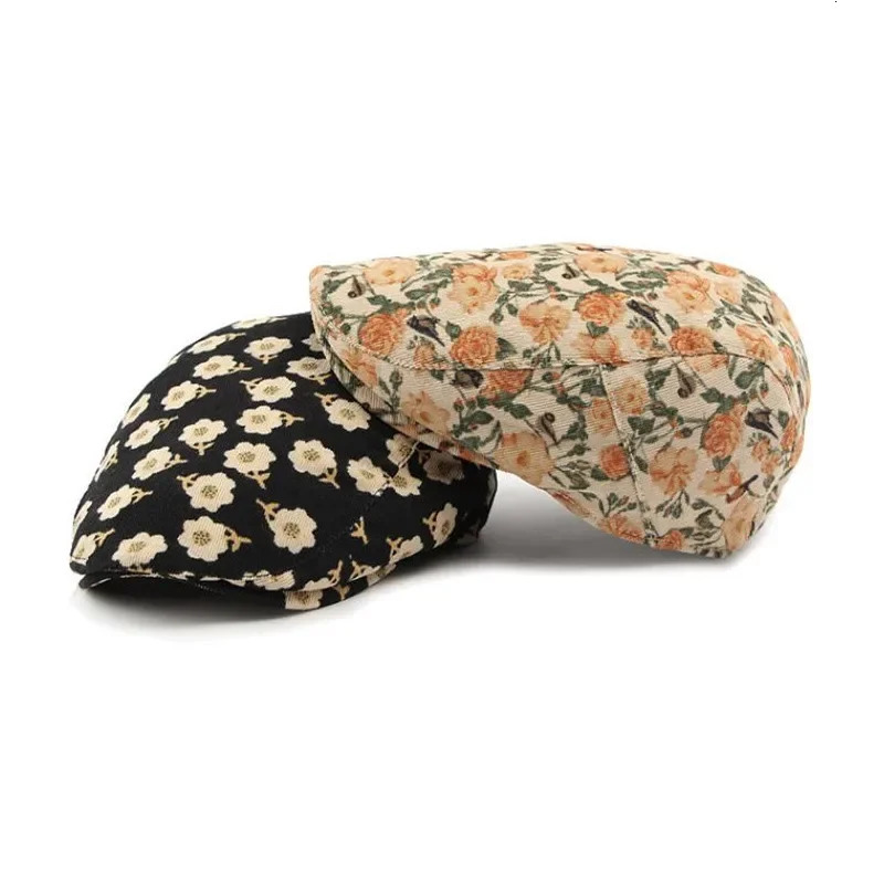 Spring and summers corduroy Print sboy Caps Flat Peaked Cap Girl Women Painter Beret Hats 119 251013