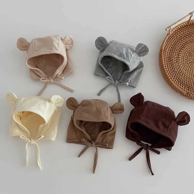 010M Newborn Ear Protection Hat Kids Autumn Winter Warm Pullover Caps Cute Cartoon Infants Laceup Beanies Toddler Earmuffs Cap251028
