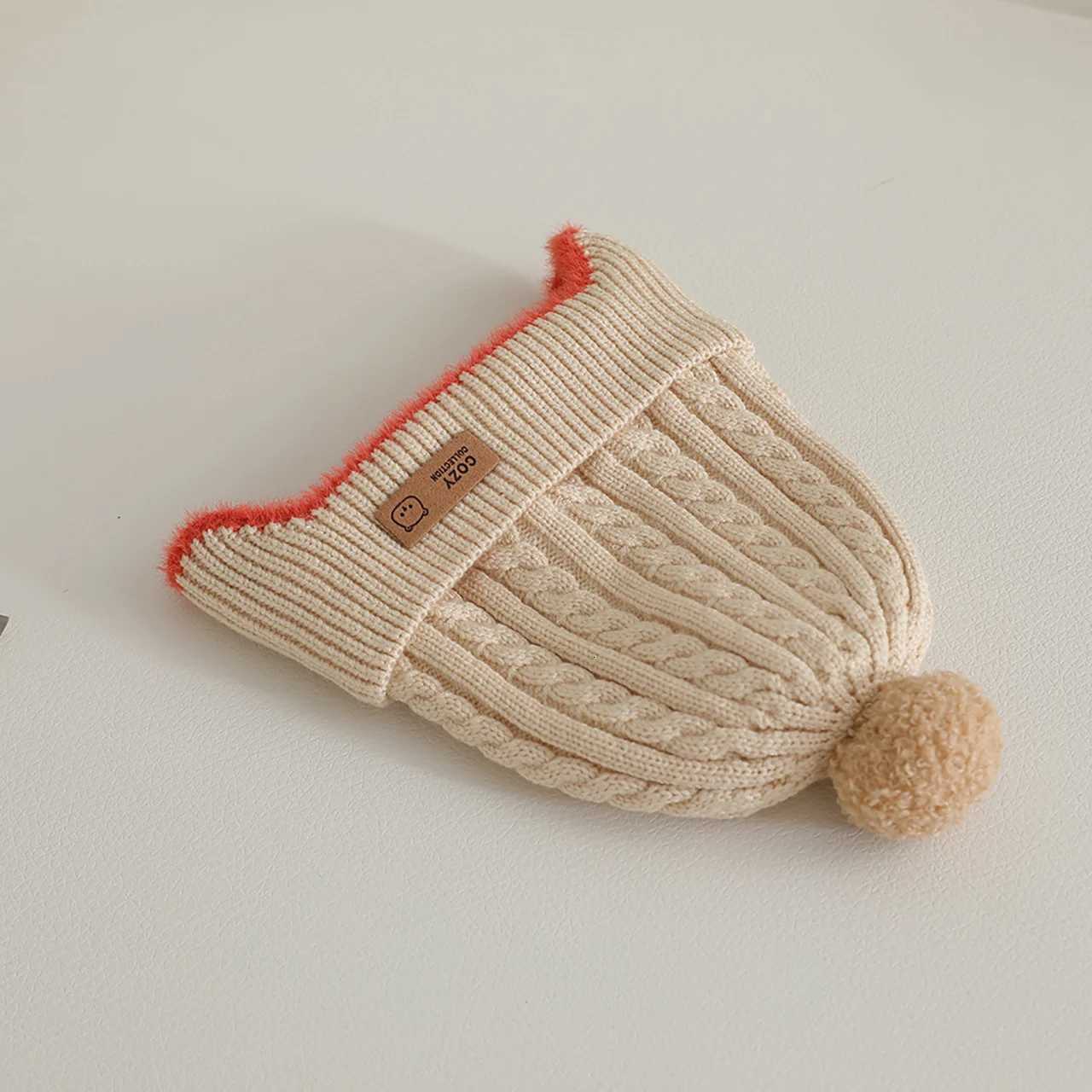 Pompom Beanies Winter Warm Baby Earmuffs Cap Toddler Ear Protection Hat 13year Kids Woolen Knit Hats Fashion Children Bonnet251028