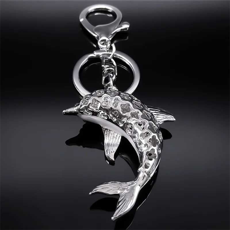 Lucky Dolphin Crystal Cute Animal Keychain Purse Bag Buckle HandBag Pendant for Car Trendy Keyring Holder Women Jewelry KXHK1315W251029