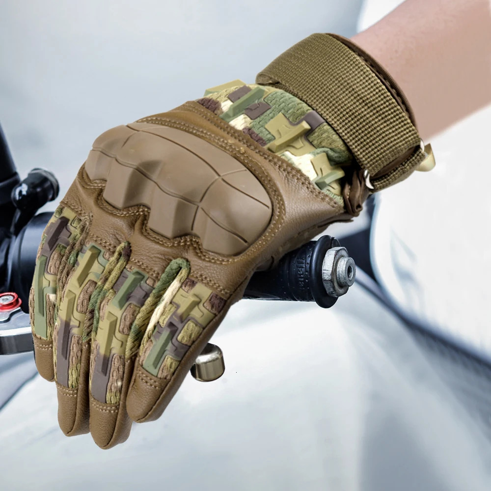Touch Screen Cycling Gloves PU Leather Tactical Airsoft Hunting Shooting Hiking Bicycle Outdoor Sport Riding Bike Protective Men 251013