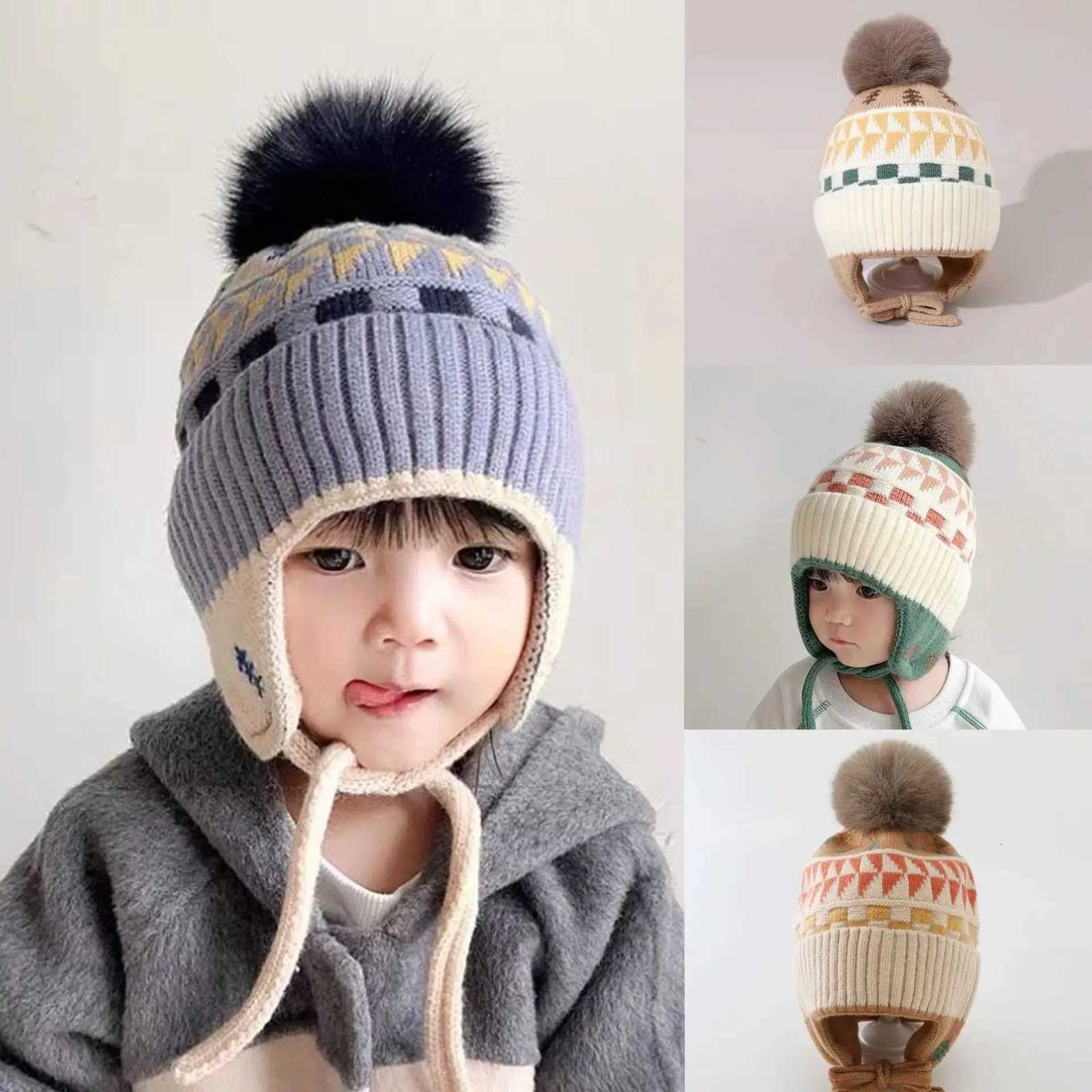 Kids Winter Fleece Hat Cute and Warm Toddler Knitted Earmuffs Soft Newborn Hat Koreanstyle Warm Student Beanie MINISO251028