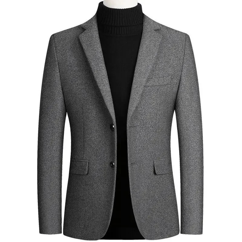 BROWON Business Casual Wool Blazer Men Autumn and Winter Solid Regular Fit Long Sleeve Blazers for 251028