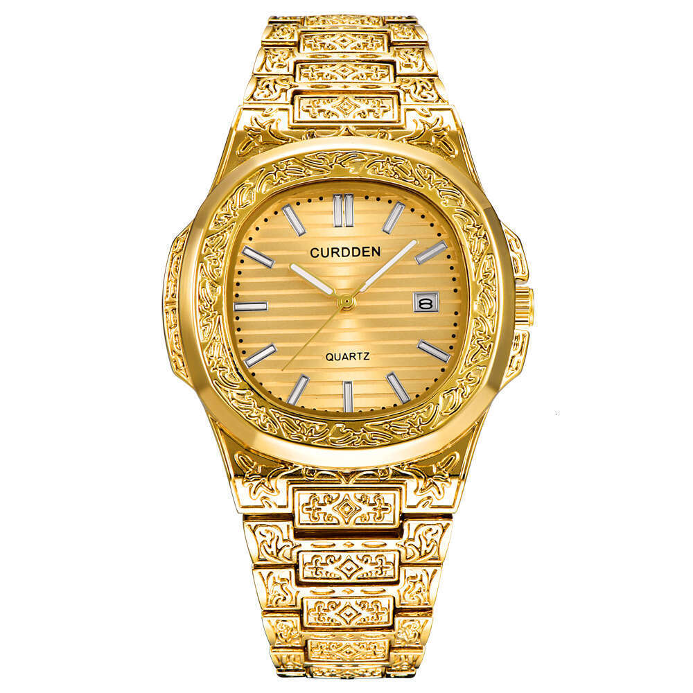 Brand Men's Hip-Hop Engraved Cool Creative Calendar Quartz Watch for Men