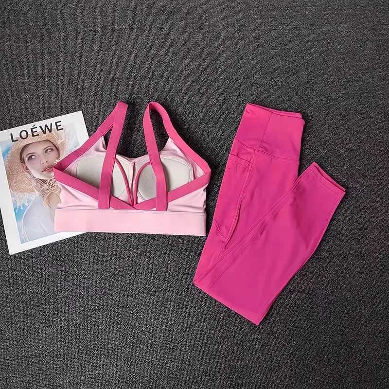 2PCS Womens HighEnd Yoga Workout Suit Fitness Set Sportswear Gym Clothing Set with Sports Bra And Leggings SetXJ251029